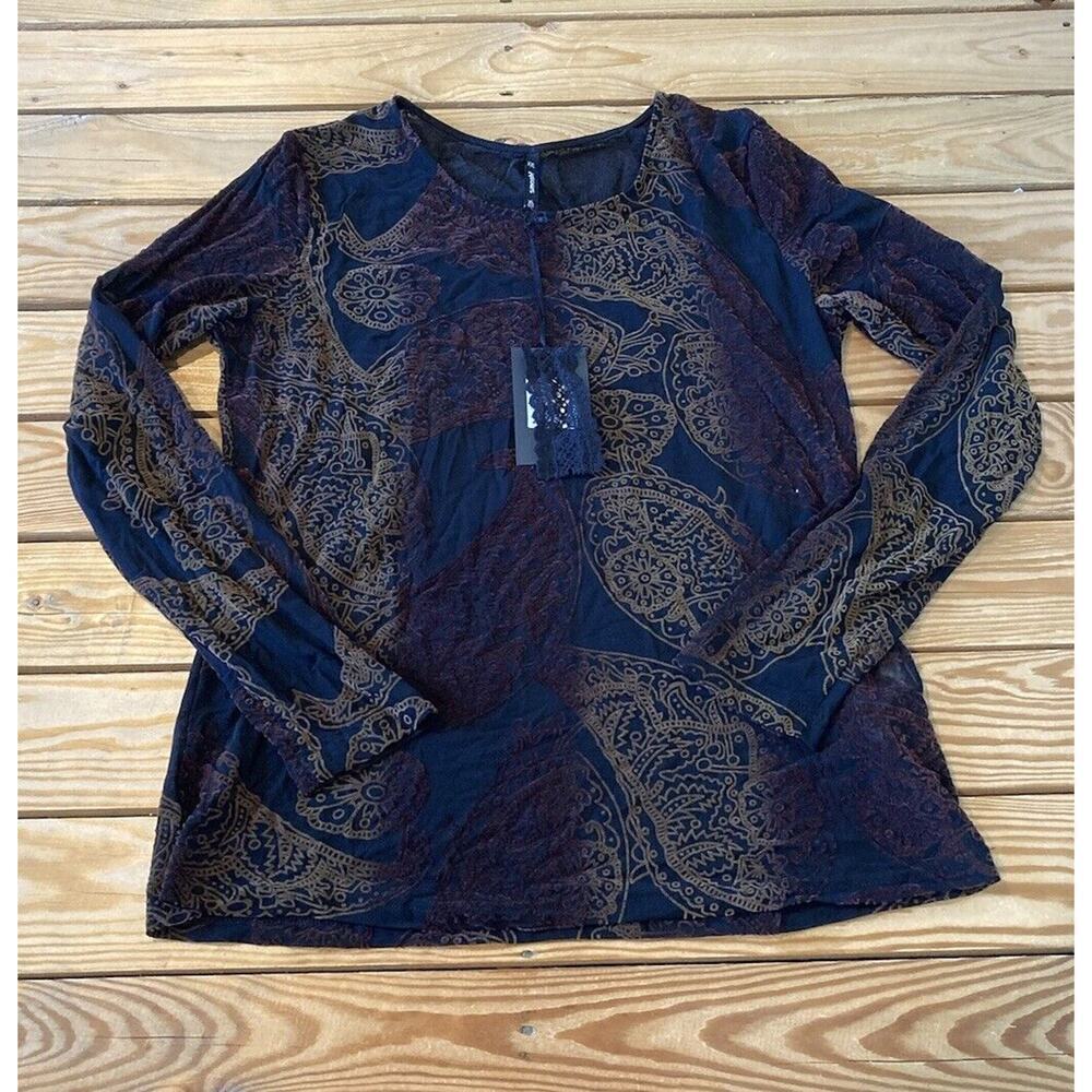 NWT Smash! Patterned Long Sleeve Top Size 2XL Women’s Black